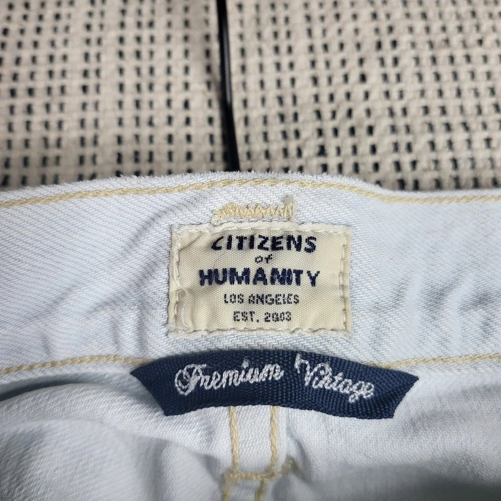 Citizens of Humanity Jeans W 31 Light Blue Emerson‎ Crop Slim Boyfriend Raw Hem